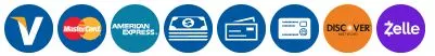 Accepted payment methods at Preferred Remodeling & Construction Co.: Zelle, major credit cards, cash, and check.